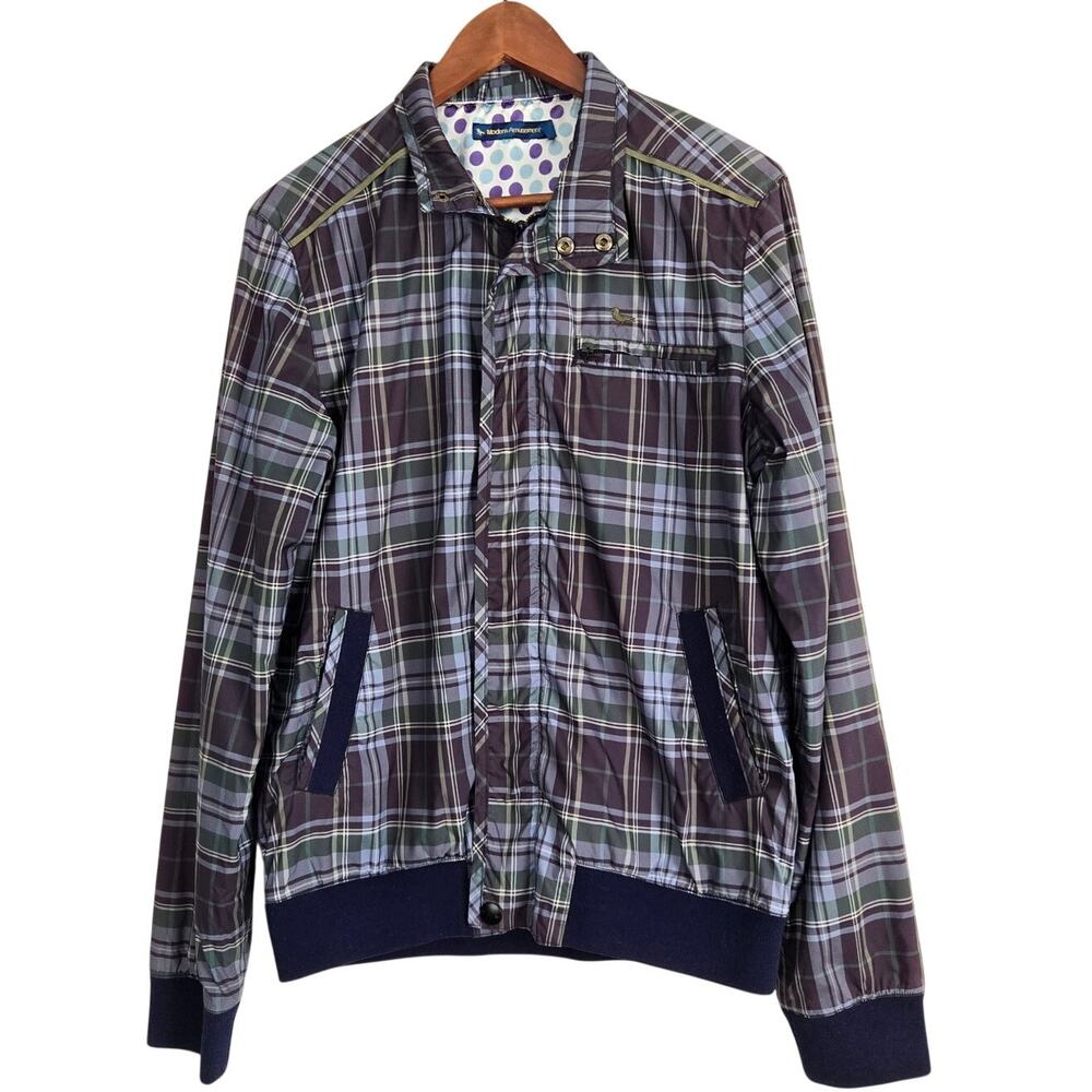 Y2K Modern Amusement Indie Sleaze Plaid Bomber Jacket Tartan Harrington Size M